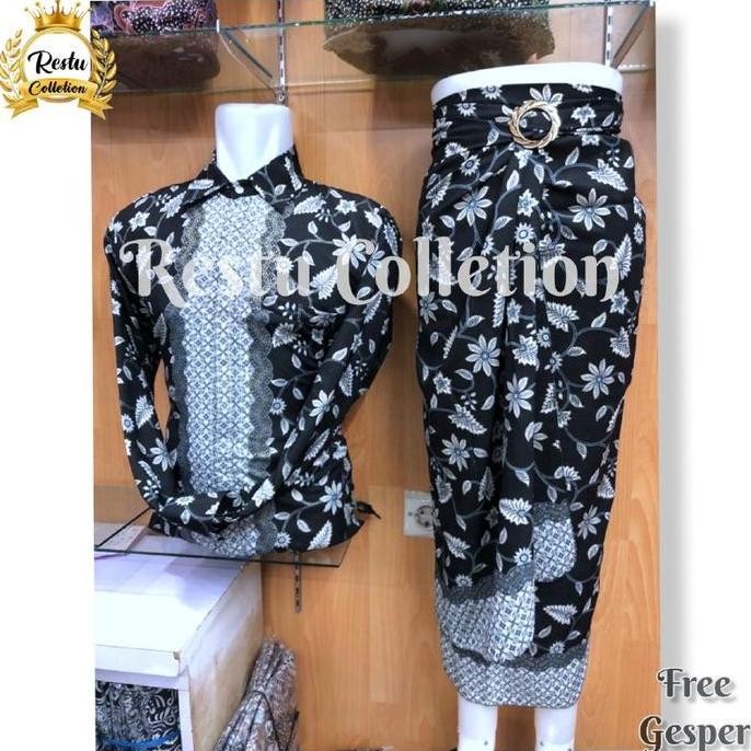 TERBARU STELAN COUPLE KEMEJA PRIA DAN ROK LILIT BATIK WANITA MOTIF LILI SILVER COCOK UNTUK ACARA NIK