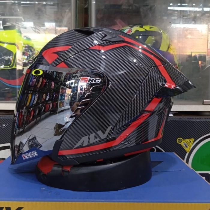 Helm half face ALV Ultron Pro New motif Carbon strip Red Paket ganteng+Spoiler Import Premium