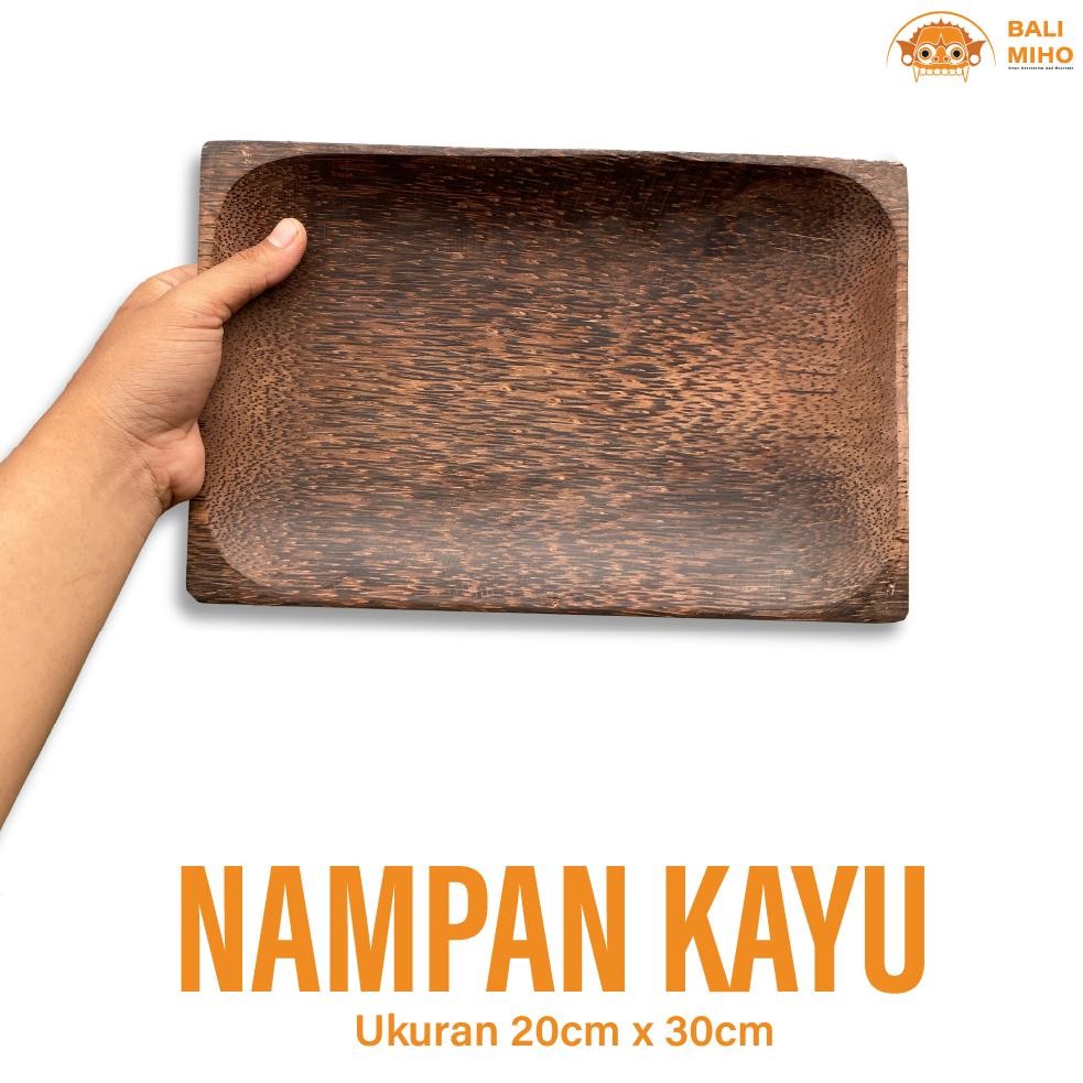 Living Piring Kayu Aren Persegi Panjang 30 Cm - Piring Kayu - Piring Kayu Seseh - Wadah Buah Kayu - 