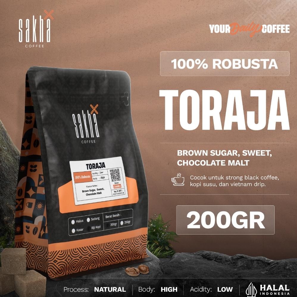 

Biji Kopi Bubuk Fine Robusta Toraja Sapan Sulawesi Espresso Coffee Roast Beans Coffe Bean 200 Gram