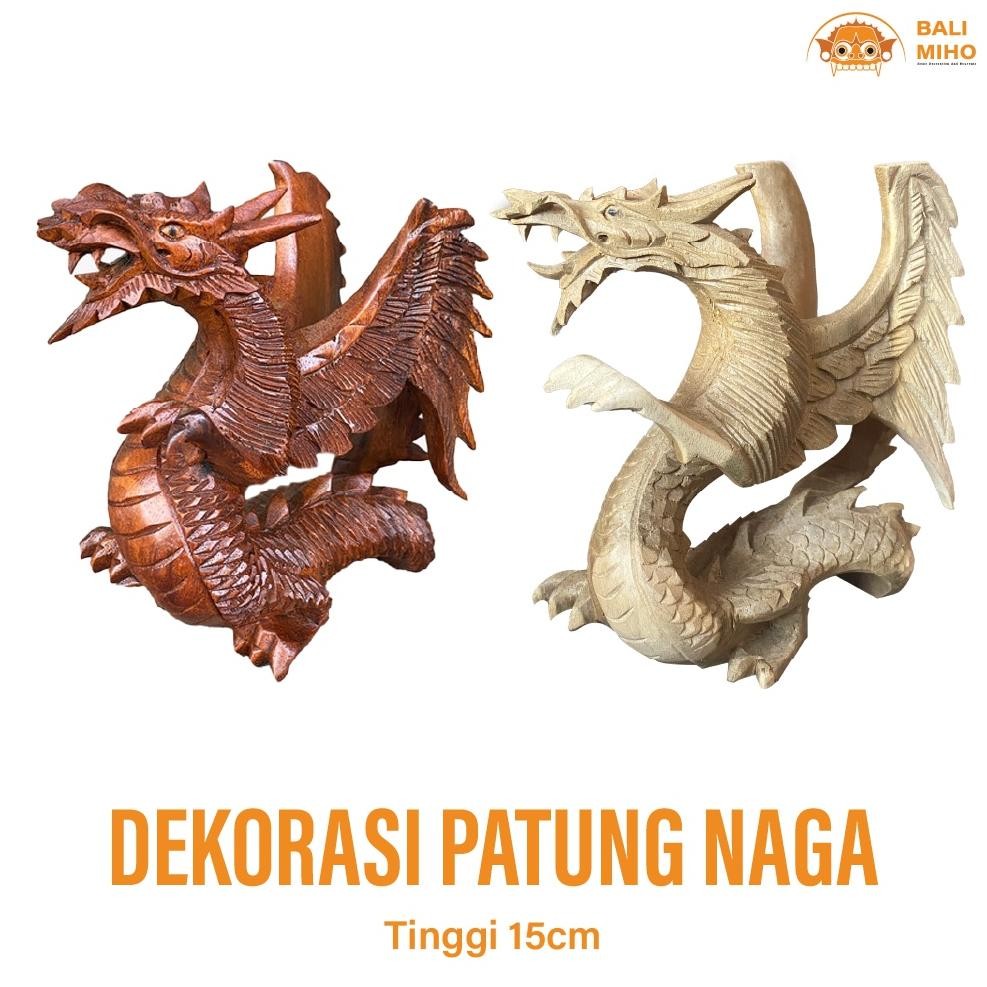 Living Patung Naga Kayu 15 Cm- Dragon Statue Sculpture - Patung Naga - Naga Kayu - Patung Binatang -