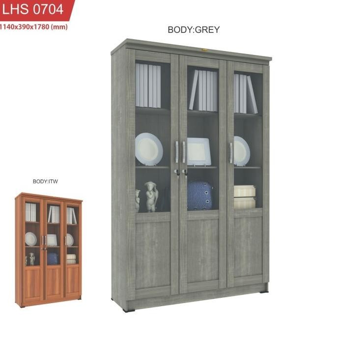 Lemari rak buku pintu kaca 3 pintu - Bandung area saja murah