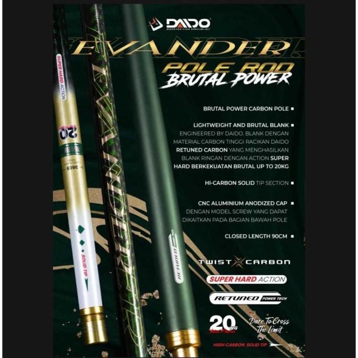 [Ori] Joran Tegek Carbon Daido Evander Ruas 90 Cm Super Kaku Import Premium