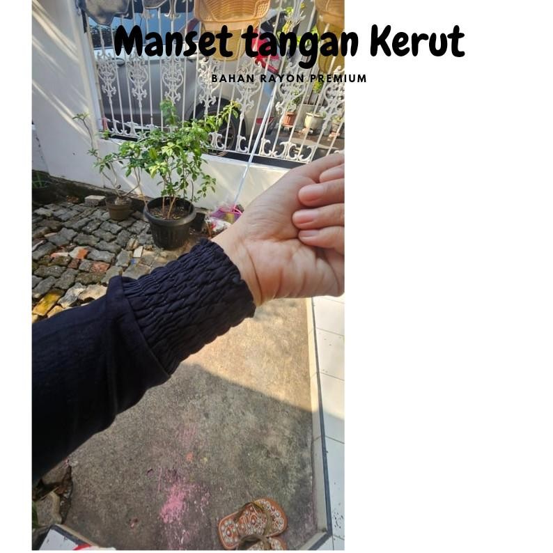Manset Tangan Pendek Kerut Wanita / Manset Tangan Smoke Pendekbahan Kaos Rayon Premium / Handsock Wa