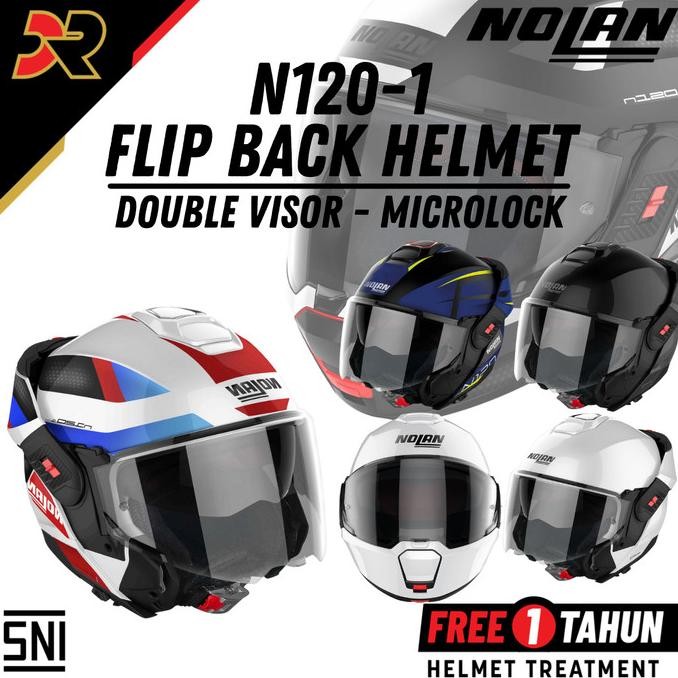 Helm Nolan N120-1 N-Com Helm Modular Flip Back Sni N120 1 N1201 - Asli