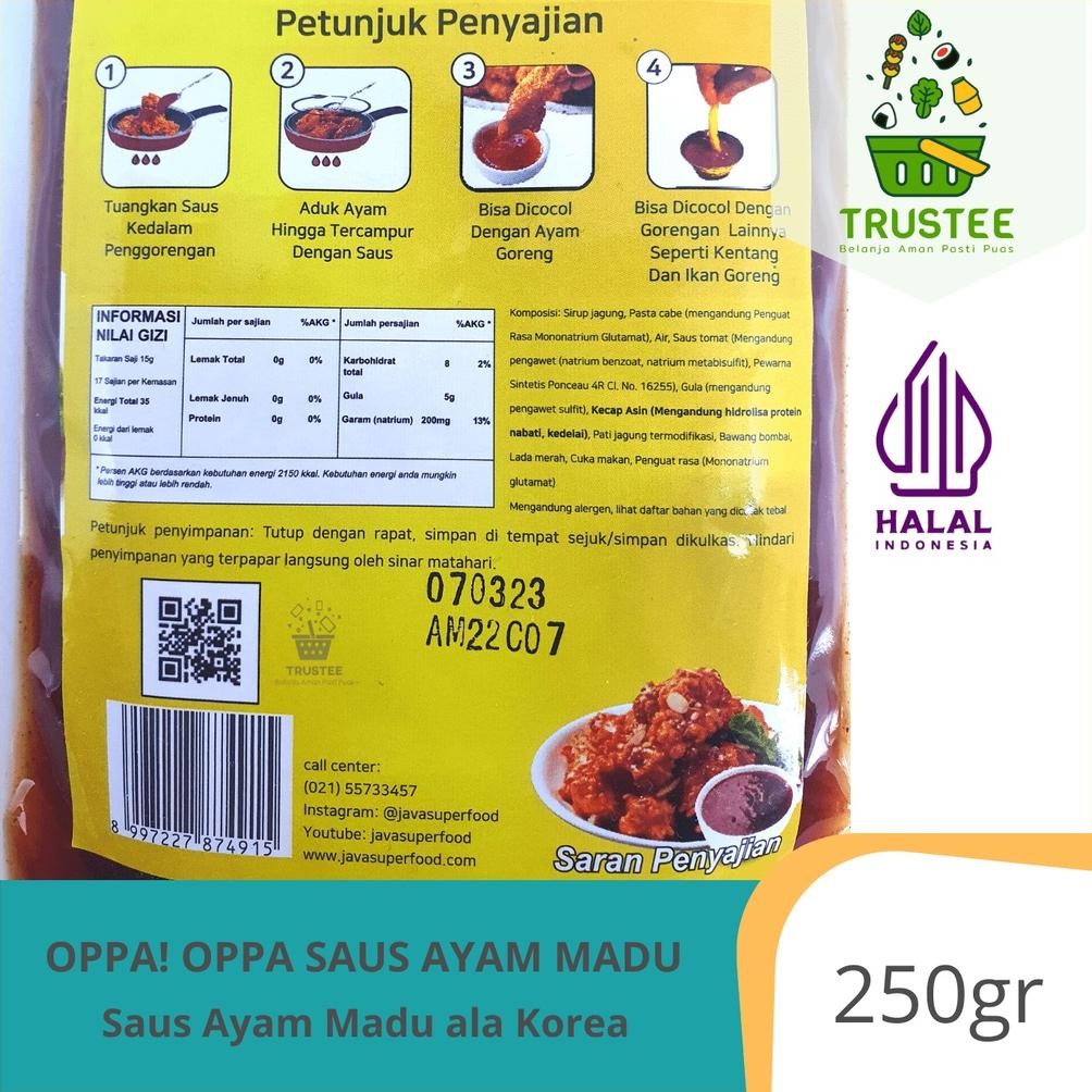 

Ty-35 Oppa! Oppa Saus Ayam Madu Korea / Honey Chicken Sauce Oppa Halal 250Gr