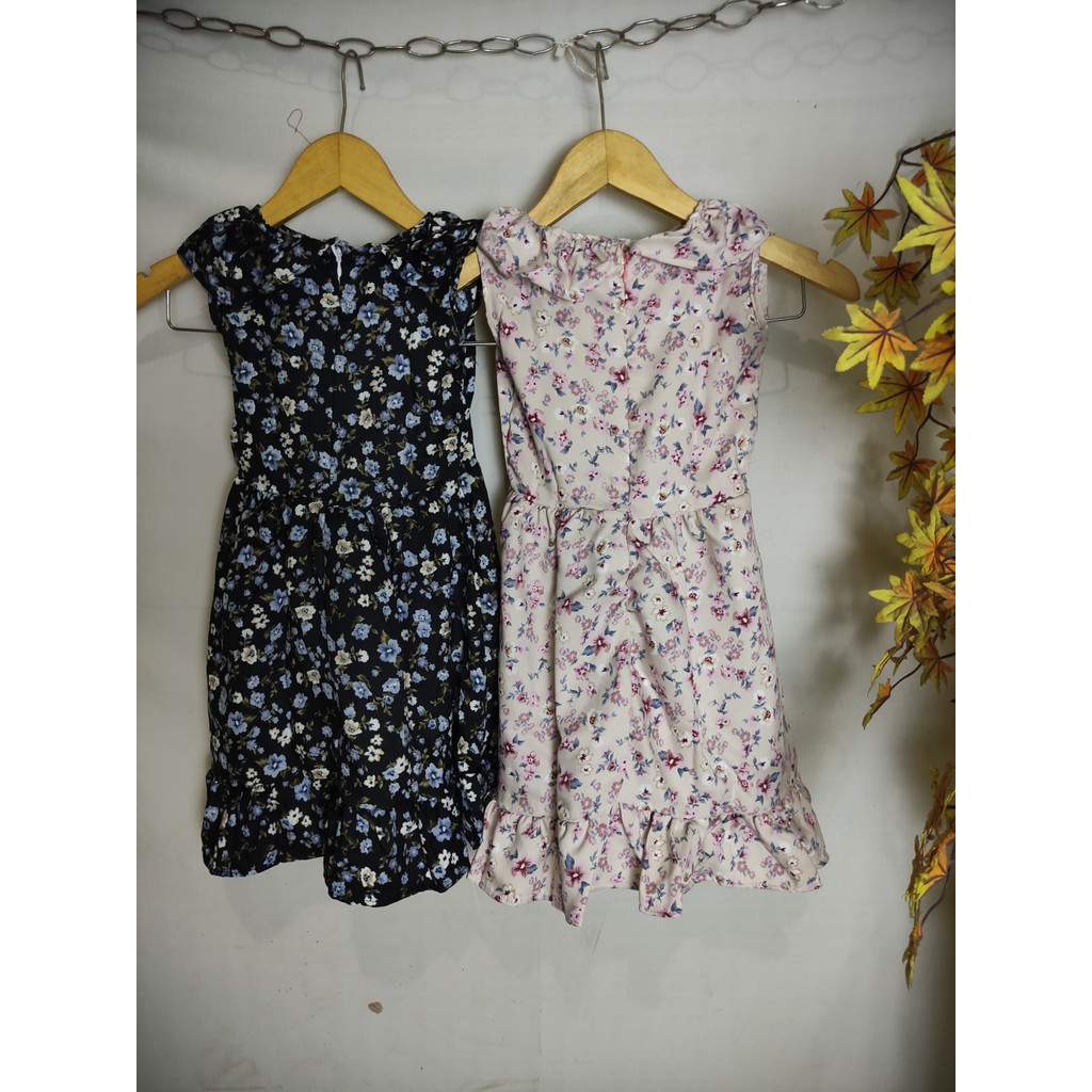 Dress Tunik Anak Perempuan Motif Bunga Sleting 2-7 Tahun