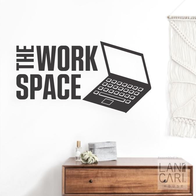 New Cutting Sticker Quotes The Work Space Sticker Hiasan Dinding Kaca Kantor Ruang Office Laptop Ker