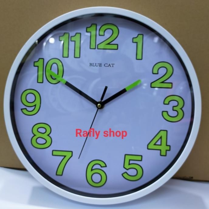 JAM DINDING GLOW IN THE DARK BLUE CAT 2523 TERMURAH