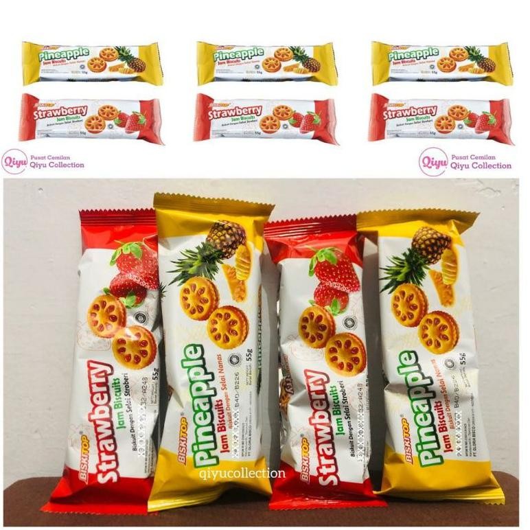 

Fuz-611 Biskuit Selai Nanas Strawberry - Jam Biskuit Biskitop 55Gr - Biskuit Selai Murah Termurah