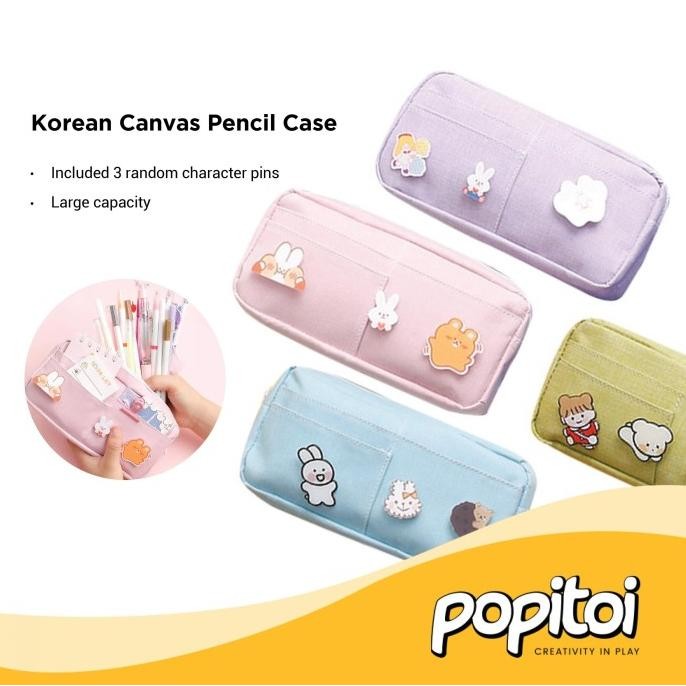 

Terbaru Korean Canvas Large Capacity Pencil Pen Case Kotak Tempat Pensil Kanvas Warna Warni ala Korea