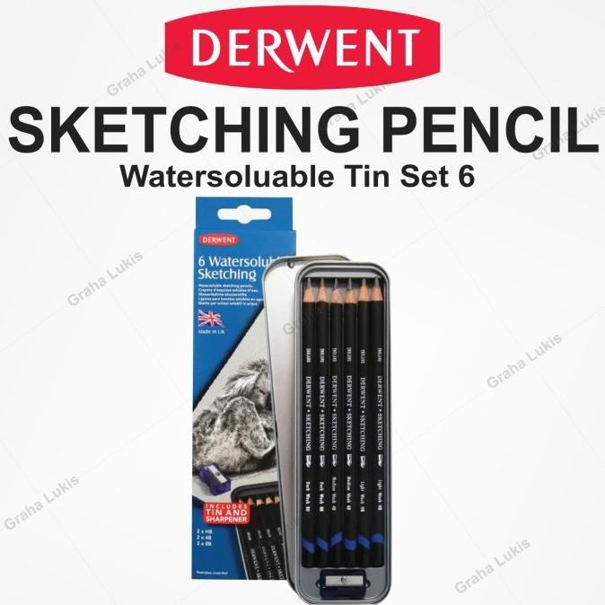 

BEBAS ONGKIR - Derwent Watersoluble Sketching 6 tin