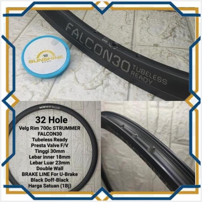 [LIL] VELG RIMS 700C 32H STRUMMER FALCON30 TUBELESS READY RIM 700 ROADBIKE