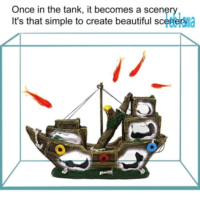Hiasan aquarium kapal perompak, hiasan aquarium kapal pirates, hiasan aquarium kapal, dekorasi aquar