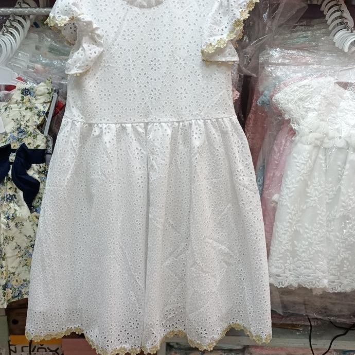 Dress Anak warna Putih Bersih KING KIDS umur 2 - 8 Tahun PREMIUM.