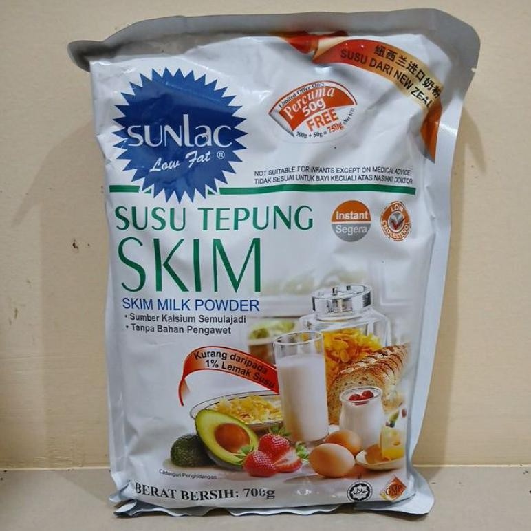 

SUNLAC LOW FAT, SUSU TEPUNG SKIM 700 GRAM FREE 50 GRAM (750 GRAM) EXP 31/1/27