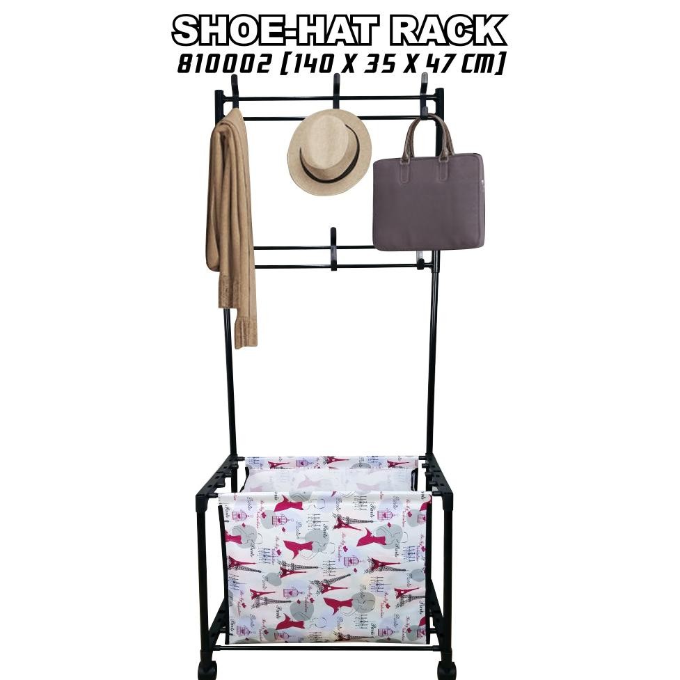 Standing Rak Hanger Jemuran Serbaguna Rak Besi Rak Topi Rak Tas Rak Serbaguna Mudah Dirakit