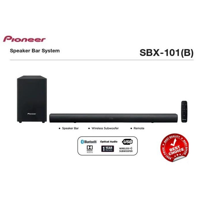 Terlaris Pioneer Soundbar Sbx 101 Subwoofer Wireless Bluetooth Sbx101 / Soundbar Speaker Pioneer