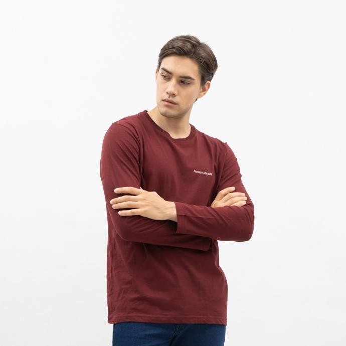 Baru Houseofcuff Kaos Cotton Combed Lengan Panjang Pria Marun/Lilac/Turkish