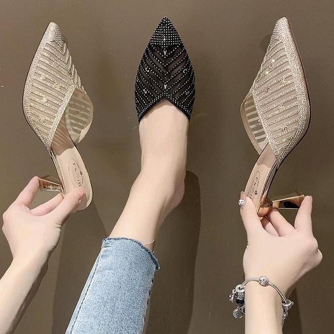 DCollection DC 04 Sandal Pesta Wanita Elegan Heels 7 Cm - Sepatu High Heels Pesta Kondangan Kekinian