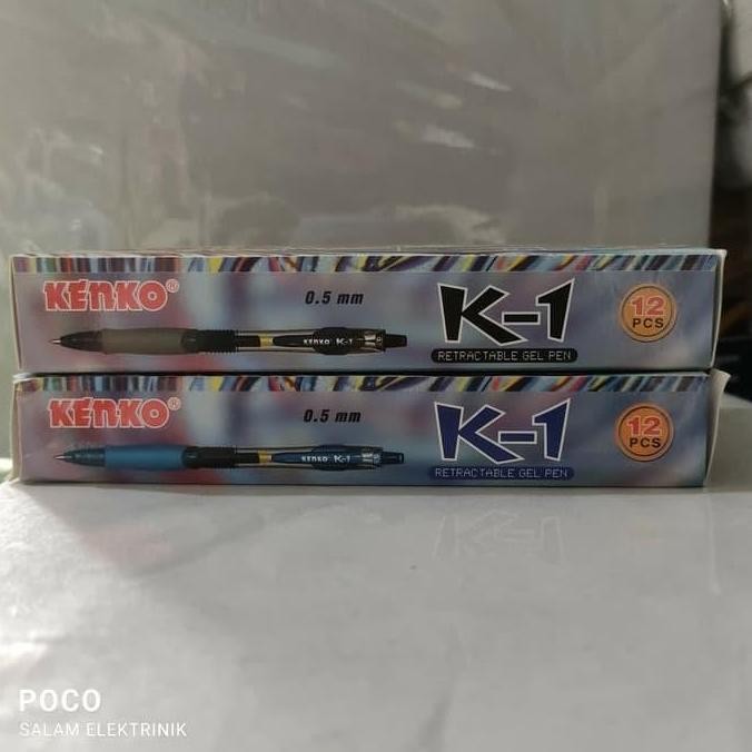 

Tersedia Pulpen Gel Kenko K1 Hitam Biru 1 Box 12 Pcs