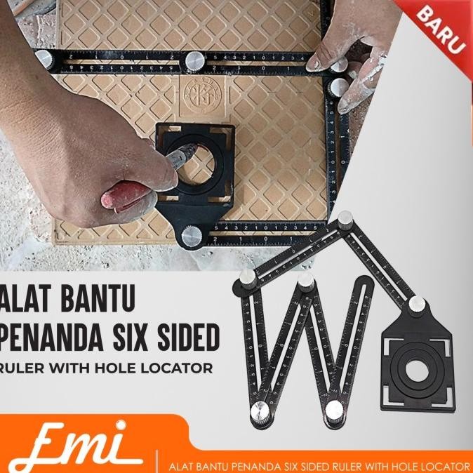 

siap kirim penggaris ukur alat bantu penanda six sided ruler with hole locator