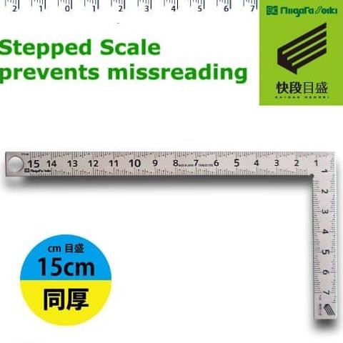 

siap kirim penggaris siku mini 7.5 x 15cm niigata seiki stainless steel cm-15kd