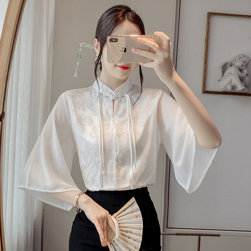 Kemeja Wanita Berkualitas Tinggi untuk Dipadukan dengan Rok Mamian  Kemeja Kerah Berdiri