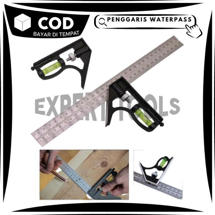 

siap kirim mistar penggaris siku tukang multifungsi pasekon mistar alat ukur waterpass kombinasi square ruler sudut presisi air geser