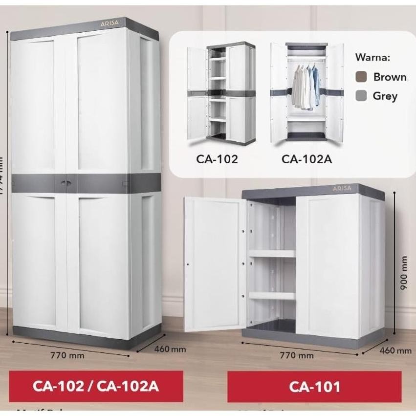 LEMARI PAKAIAN PLASTIK ARISA CA 102 / CA 102 A - LEMARI PLASTIK JUMBO | LEMARI PAKAIAN 2 PINTU RAK H