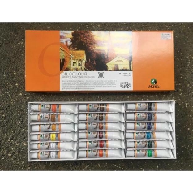 

BEBAS ONGKIR - Maries Oil Colour Set 12ml x 18 Warna / Maries Cat Minyak Set 18 warna