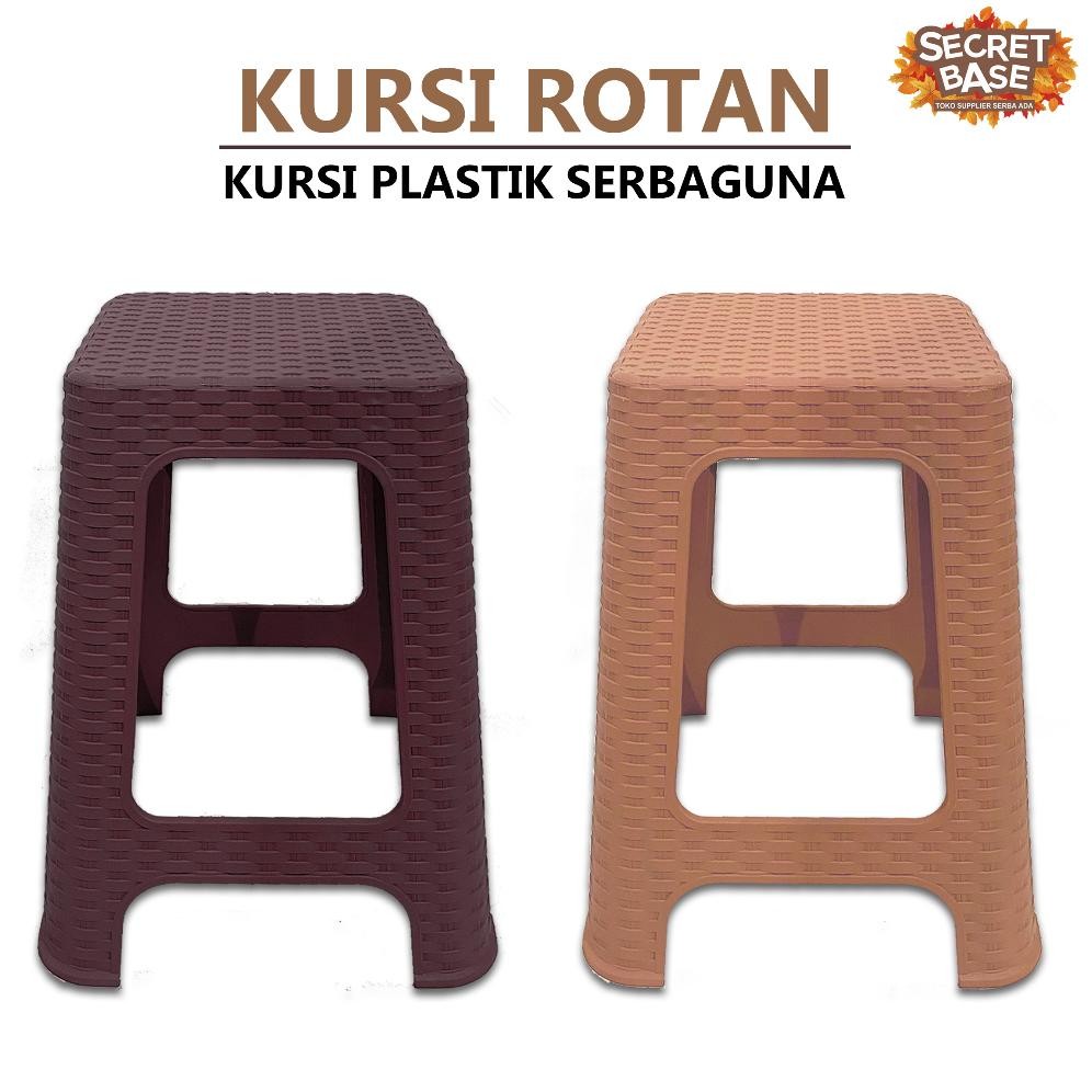 Kursi Rotan - Kursi Plastik Tinggi / Bangku Tinggi Kokoh / Kursi Motif Rotan Murah Diskon