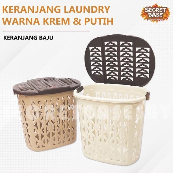 Keranjang Laundry - Keranjang Baju / Keranjang Pakaian Tutup Plastik Tinggi Serbaguna Cod