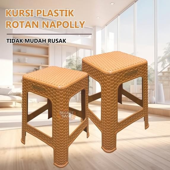 Napolly Kursi Krs 3Y3 - Kursi Rotan Bangku Plastik / Kursi Bakso Duduk Cod