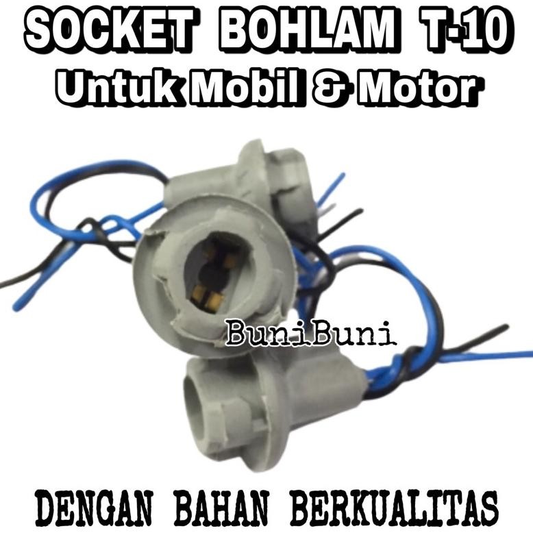 Berkualitas Socket / Fitting / Soket / Rumah Bohlam Lampu T10 Tancap Untuk Mobil Motor Dengan Kabel 
