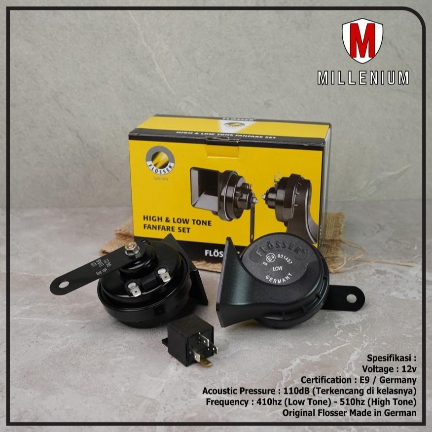 Klakson Keong  Flosser Bmw Fer Dengan Relay Kaki 4 Pin 12V 12 Volt Original Mobil Motor Berkualitas