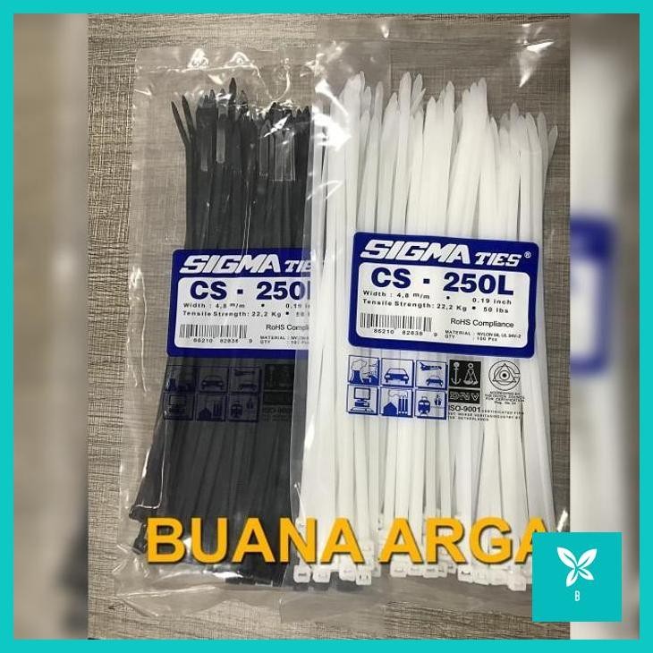 

CABLE TIES SIGMA CS-250L HITAM / PUTIH CV - 250L KABEL TIE CS - 250