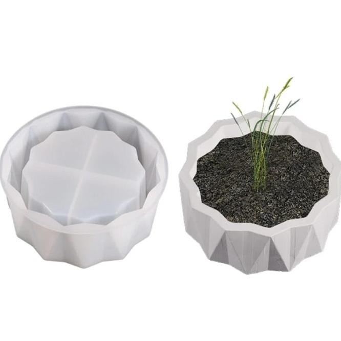 CETAKAN SILIKON POT BUNGA BULAT FLOWER POT RESIN DIY MOLD