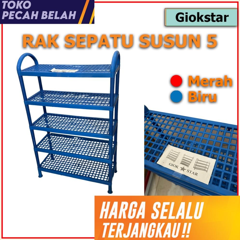 Rak Sepatu susun 5 Rak tingkat plastik Giokstar
