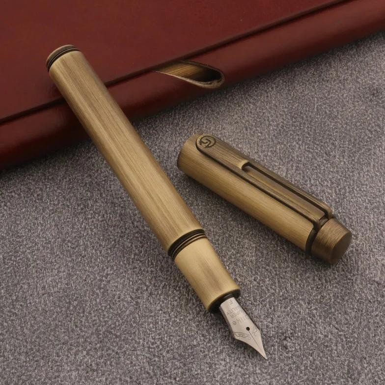 

Retro Brass Fountain Pen Copper Spin Ef/F Nib Stationery Office School Supplies Ink Pen