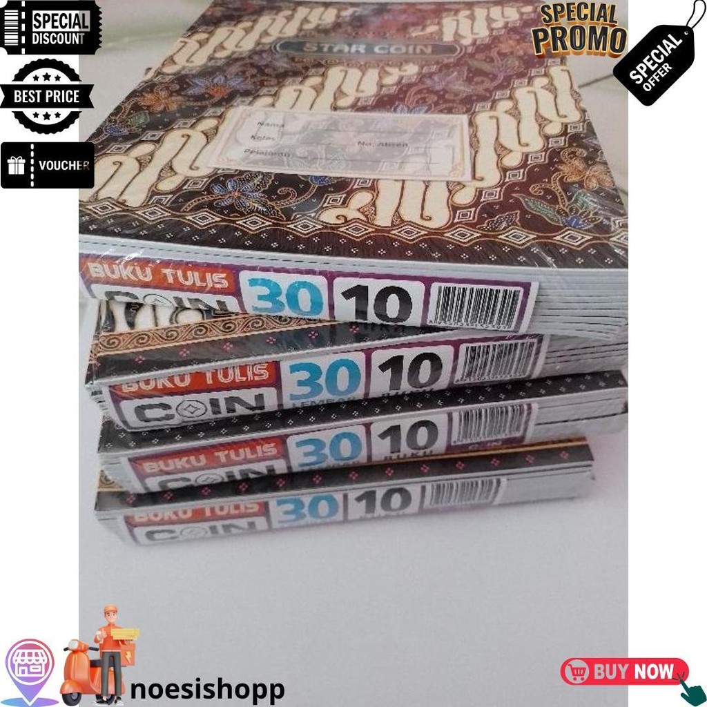 

(10Pcs) 1 Pak Buku Tulis Batik Star Coin Isi 30 Lembar D Promo 4.4