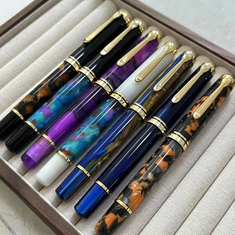 

Admok Pens M800 Sky Blue Acrylic Fountain Pens Bock Schmidt Nib F M B 0.5 0.7 1.0Mm Tip With Golden Clip Writing Office Gift Pen