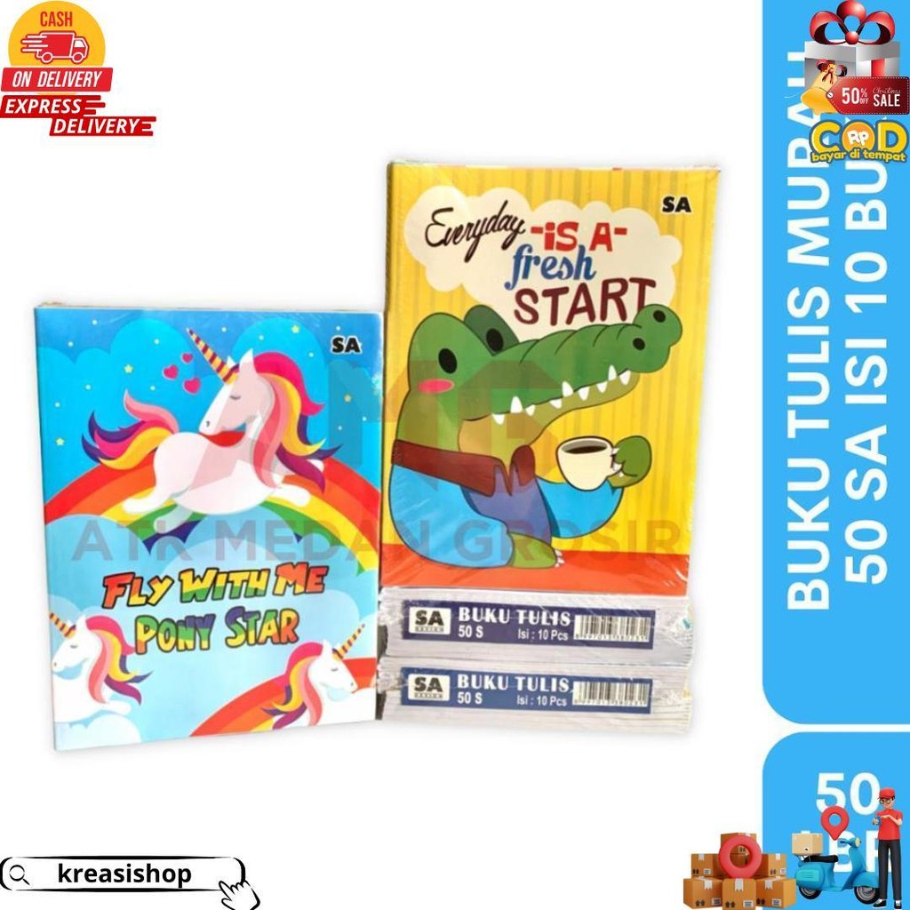 Atk Medan Grosir- Buku Tulis 50 Lembar 10 Buku D Cod