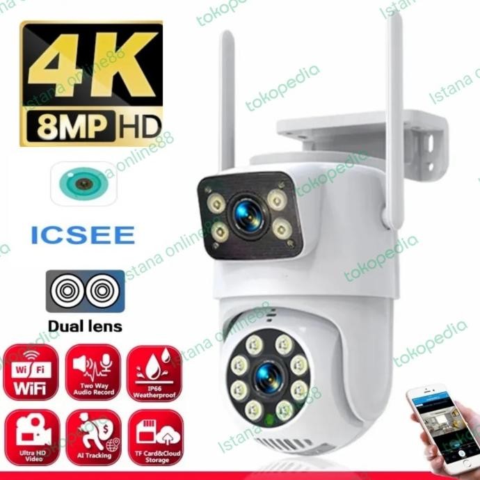 IP Camera CCTV ICSEE Dual Lensa Outdoor Waterproof Wifi