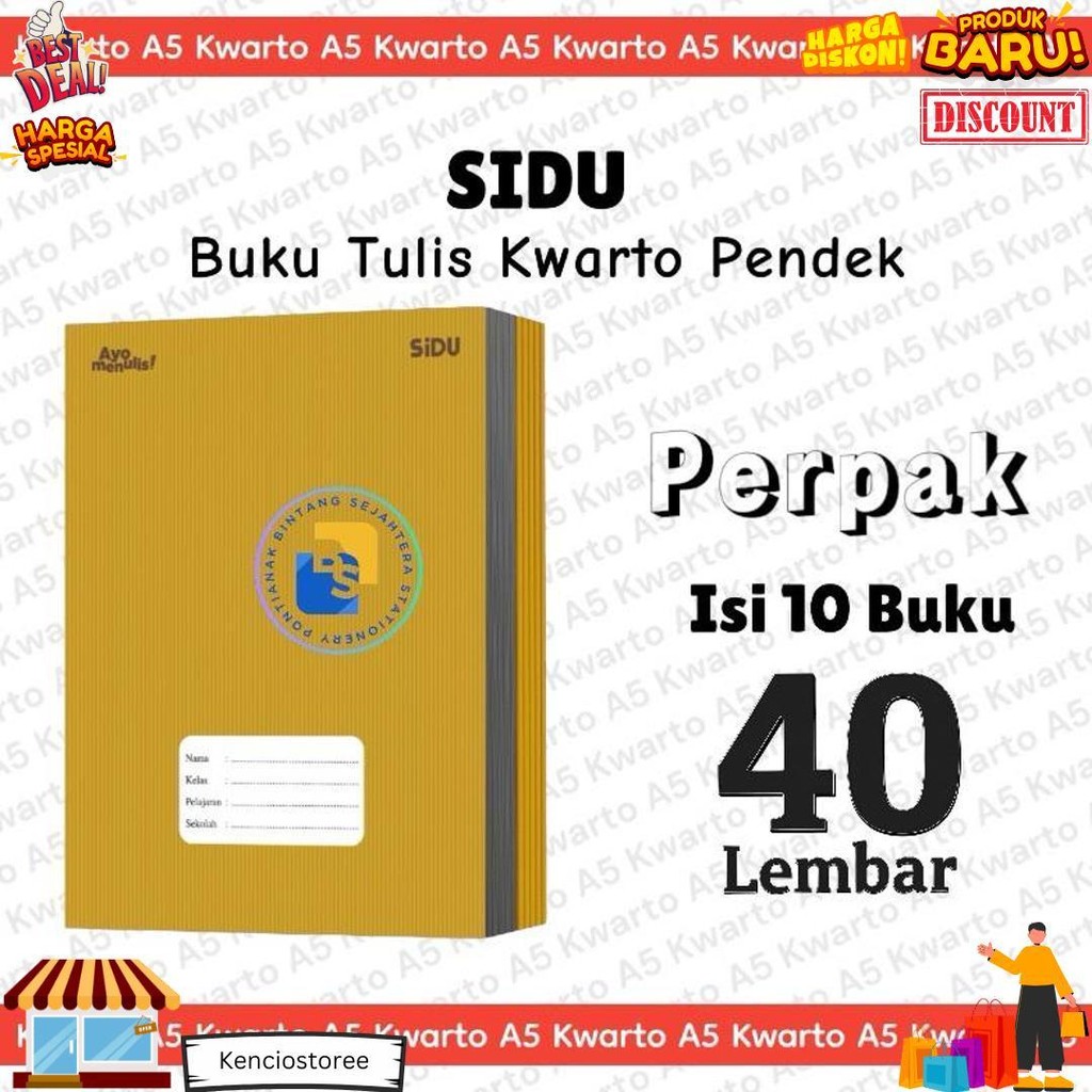 

10 Buku - Sidu Buku Tulis 40 Lembar Kraft Polos Sampul Coklat D Promo Puncak