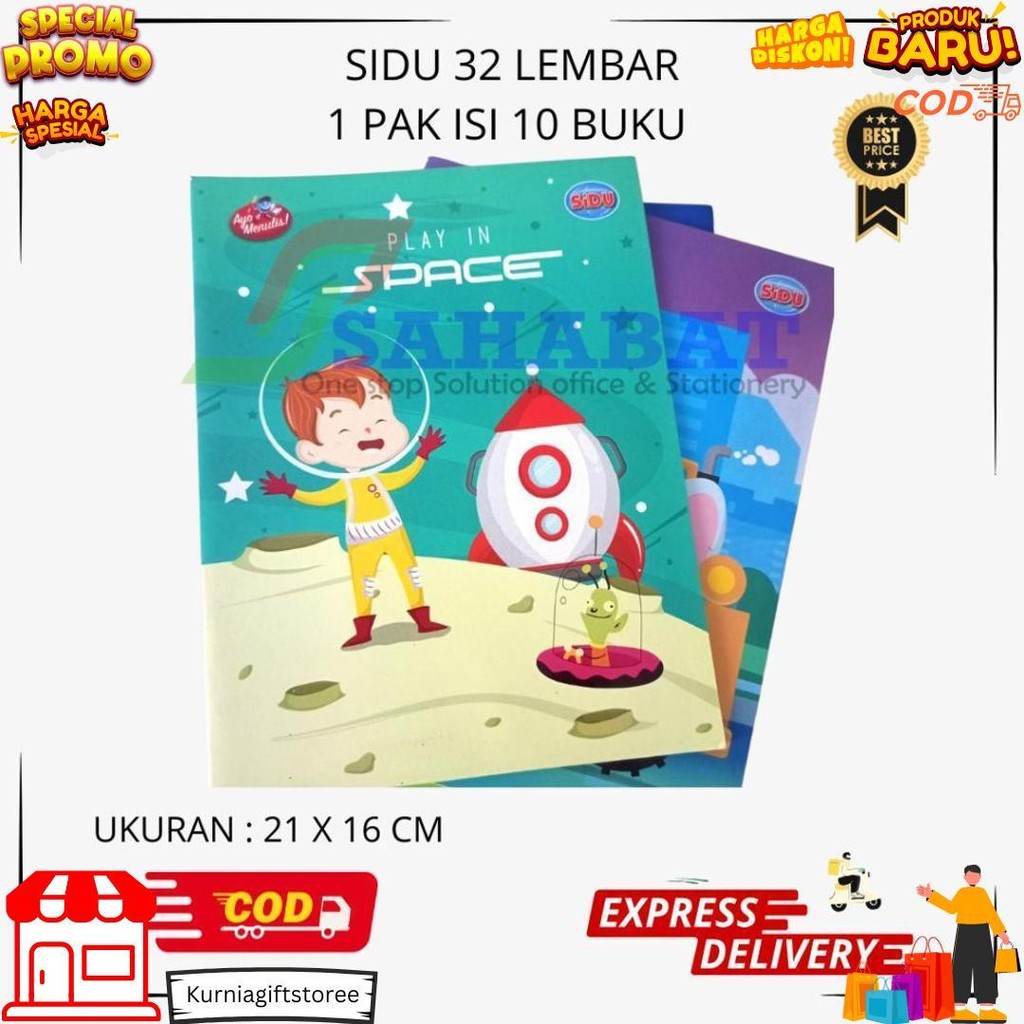 

Sidu Buku Tulis 32 Lembar / Buku Tulis Murah / Buku Anak Sekolah 1 Pak Isi 10 Buku D Sale