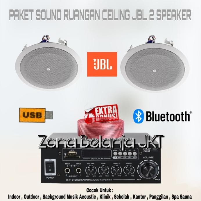 Terlaris Paket Sound Ruangan Indoor Speaker Plafon Ceiling Jbl 8 Inch 2 Speaker