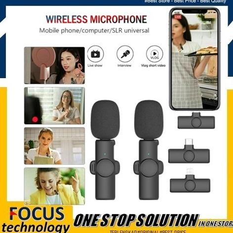 Wireless Clip-On Mini Dual Mic Portable Lavalier Microphone