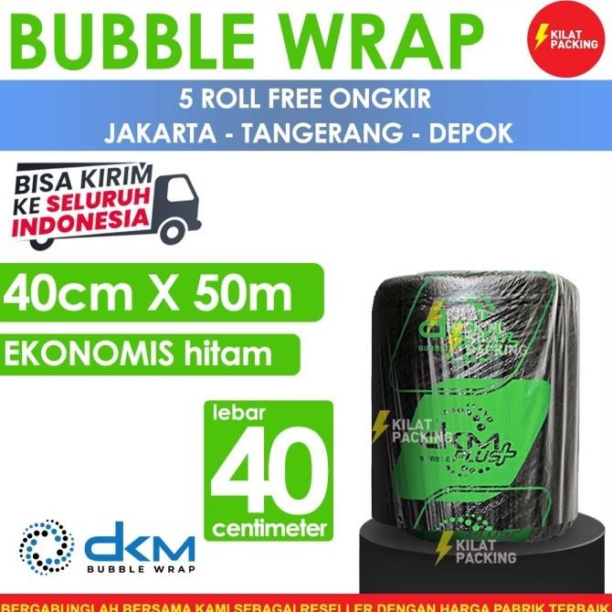 

tersedia plastik bubble wrap 40cm x 50m hitam ekonomis dkm plus termurah /roll