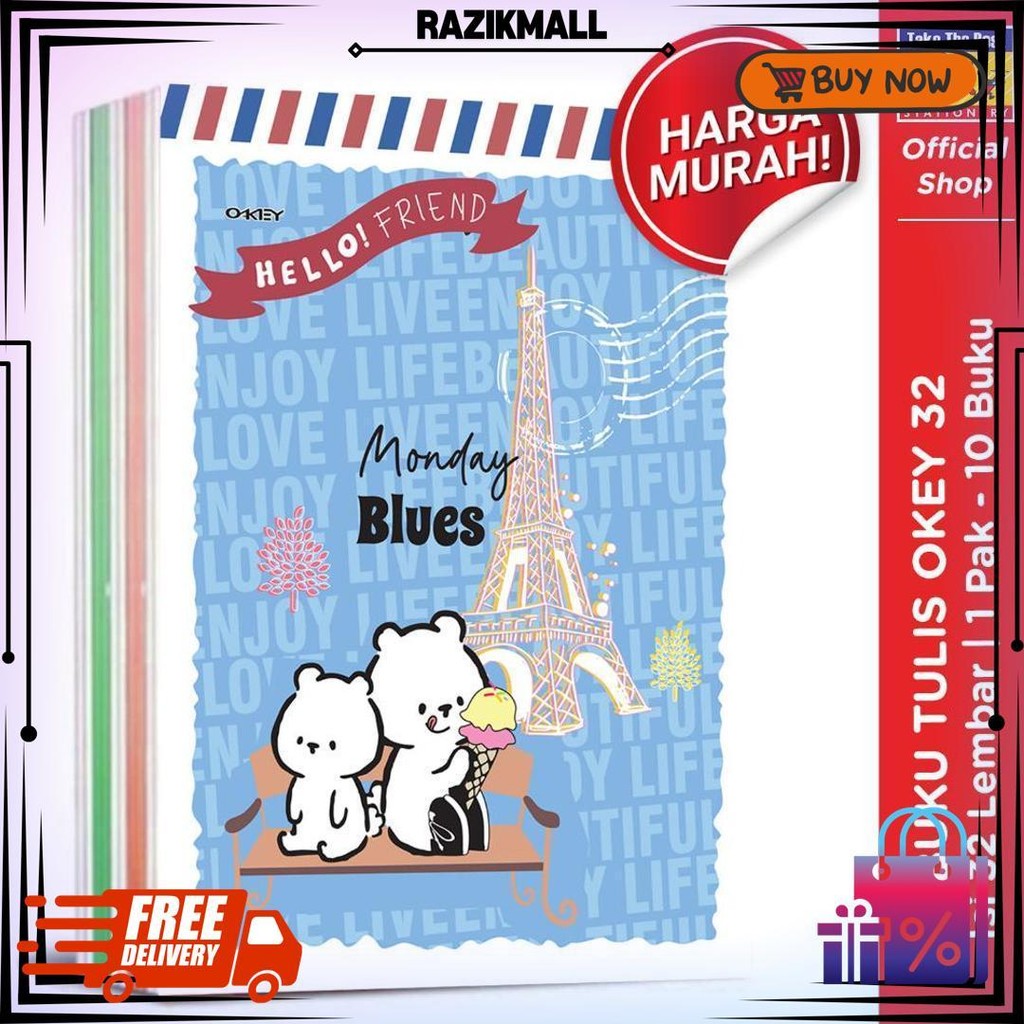 

1 Pack / 10 Buku Tulis Okey 32 Lembar / Buku Tulis Isi 32 Lembar / Buku Catatan / Note Book D Terlaris